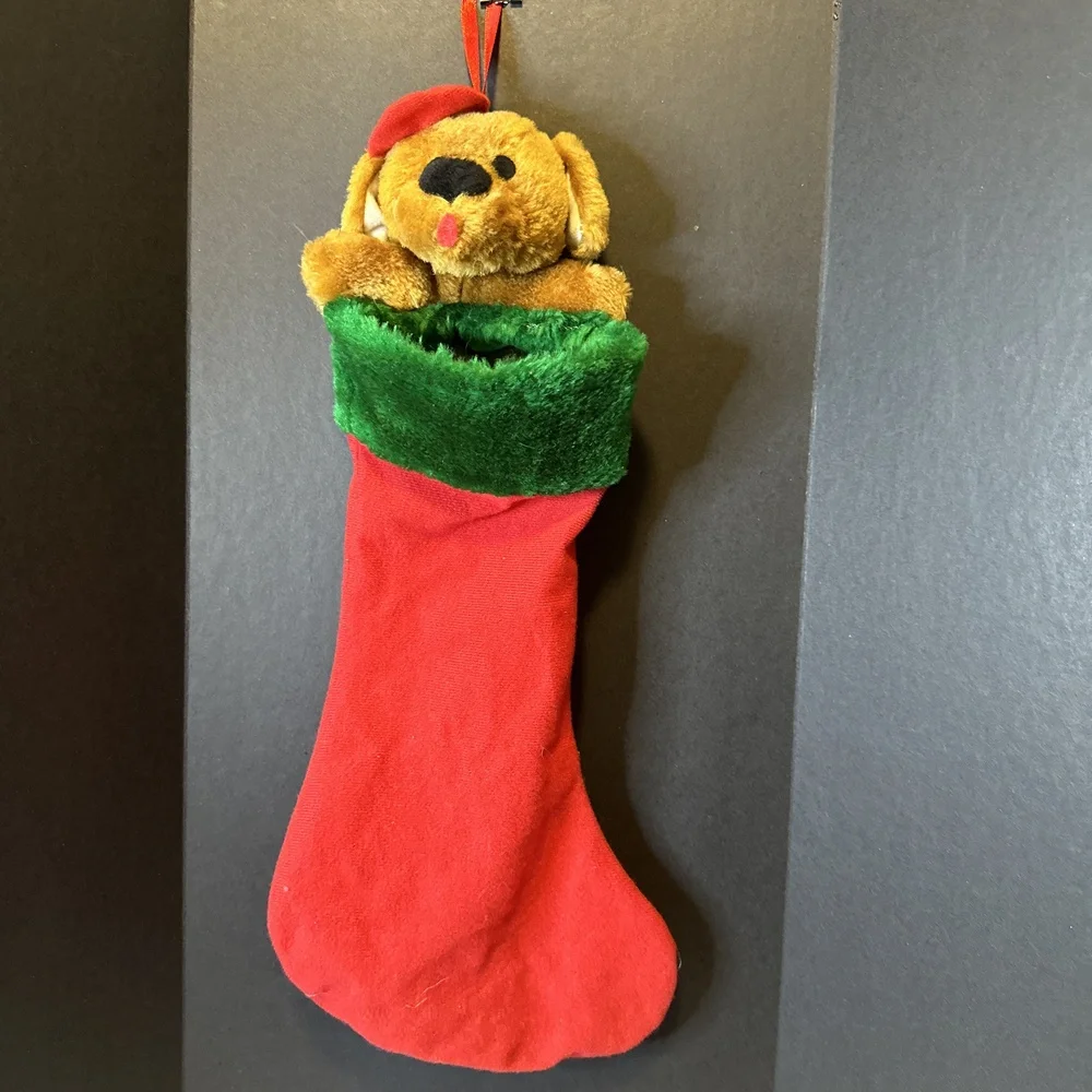 Vintage 80's/90's‎ Plush Dog Christmas Stocking